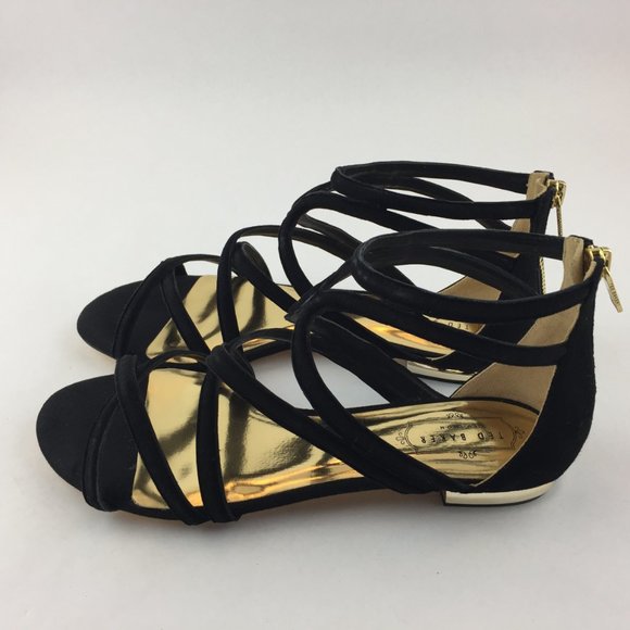 NWB Ted Baker London Strappy Black Gold Sandals 39 - Picture 9 of 10